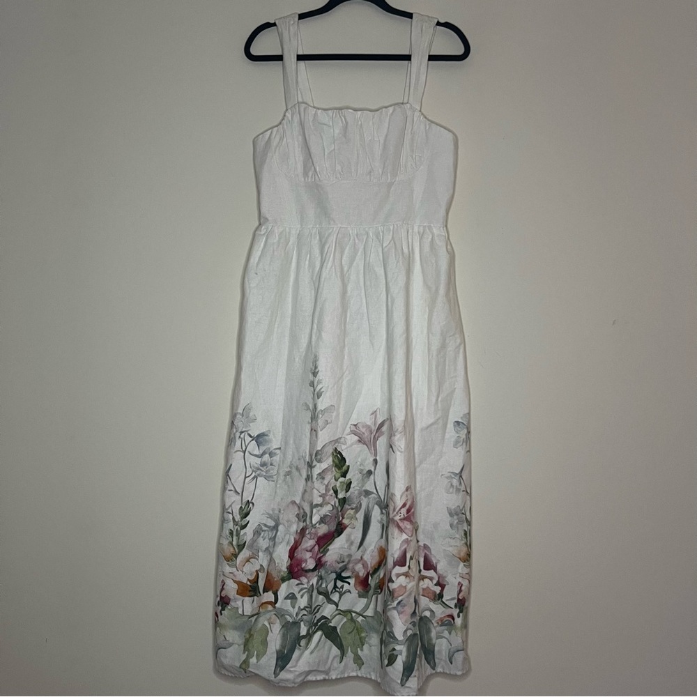 H&M Floral Midi Dress - White with Multicolor Floral Print - Picture 5 of 12